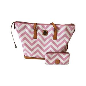 Dooney & Bourke Chevron Pink and White Tote